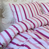 Conjunto de roupa de cama com listras rosa - 4 peças