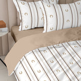 Conjunto de cama com estampa de ferraduras e listras - 4 peças