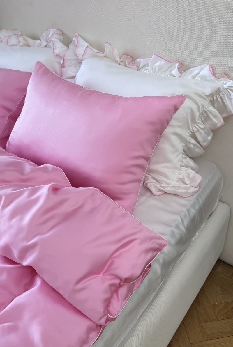 Conjunto de cama Tencel rosa choque - 4 peças