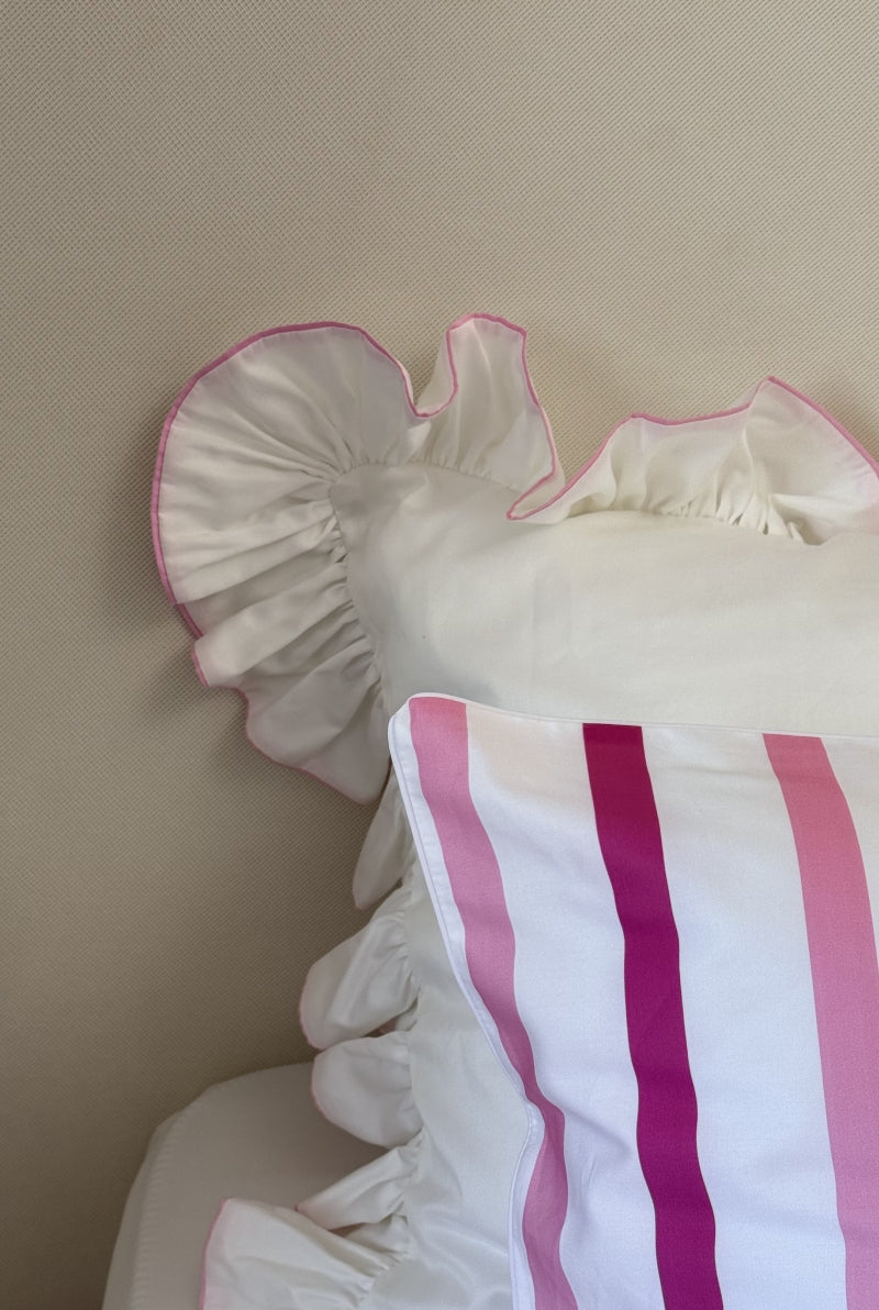 Conjunto de roupa de cama com listras rosa - 4 peças