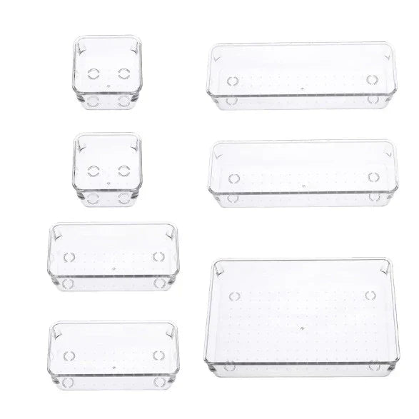 Kit Organizadores de Gaveta em Acrílico Modular | 7 ou 14 Peças Multiuso – Lumia