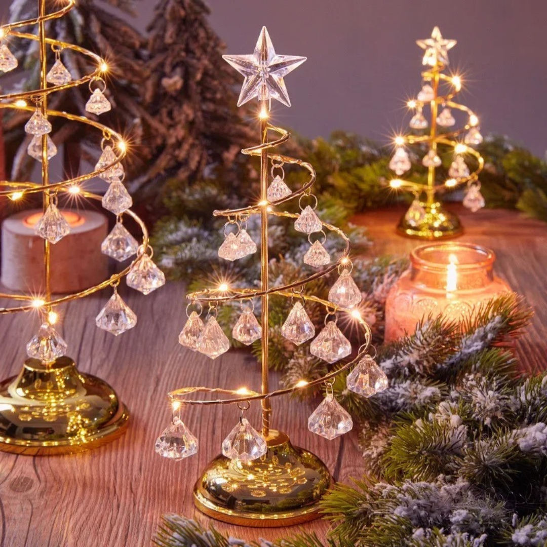 Árvore de Natal em Metal Iluminada com Luzes e Pingentes