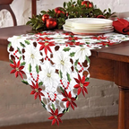 Caminho de Mesa de Natal Bordado Poinsétia