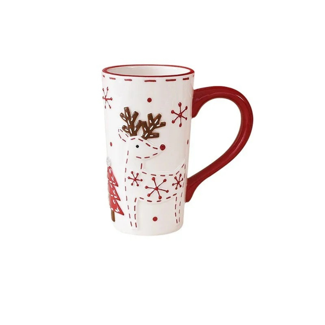 Caneca de Cerâmica Natalina em Alto Relevo