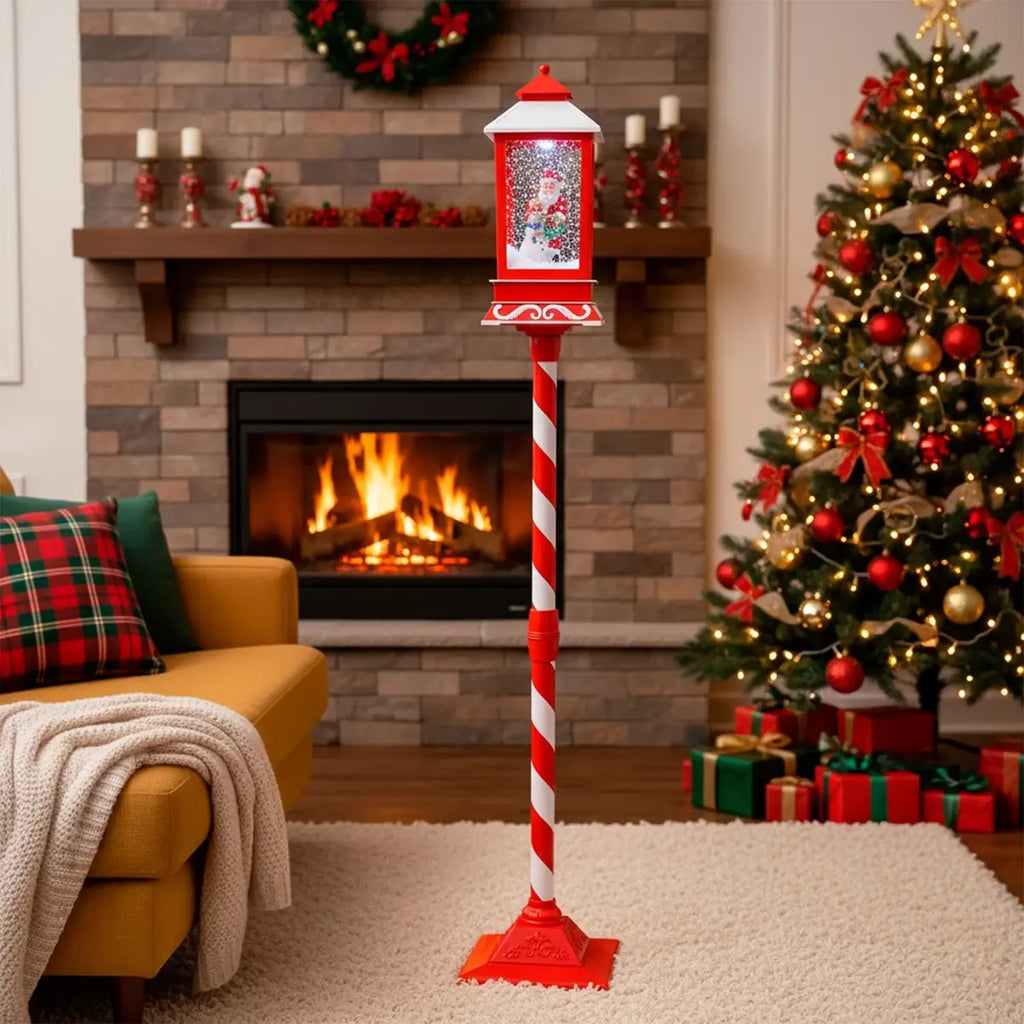 Poste encantado 148cm com Neve, Luz LED e Som Musical — Bivolt