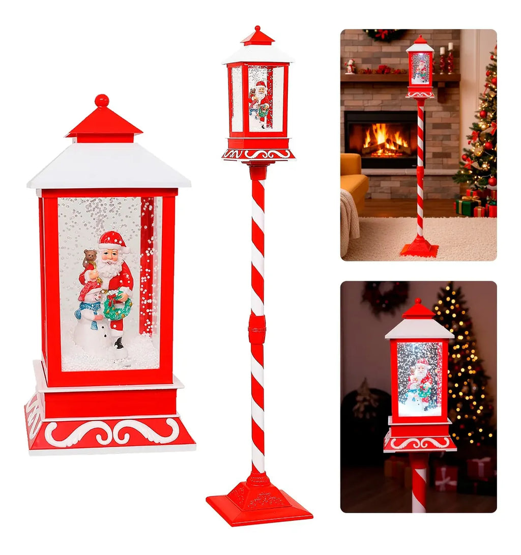 Poste encantado 148cm com Neve, Luz LED e Som Musical — Bivolt