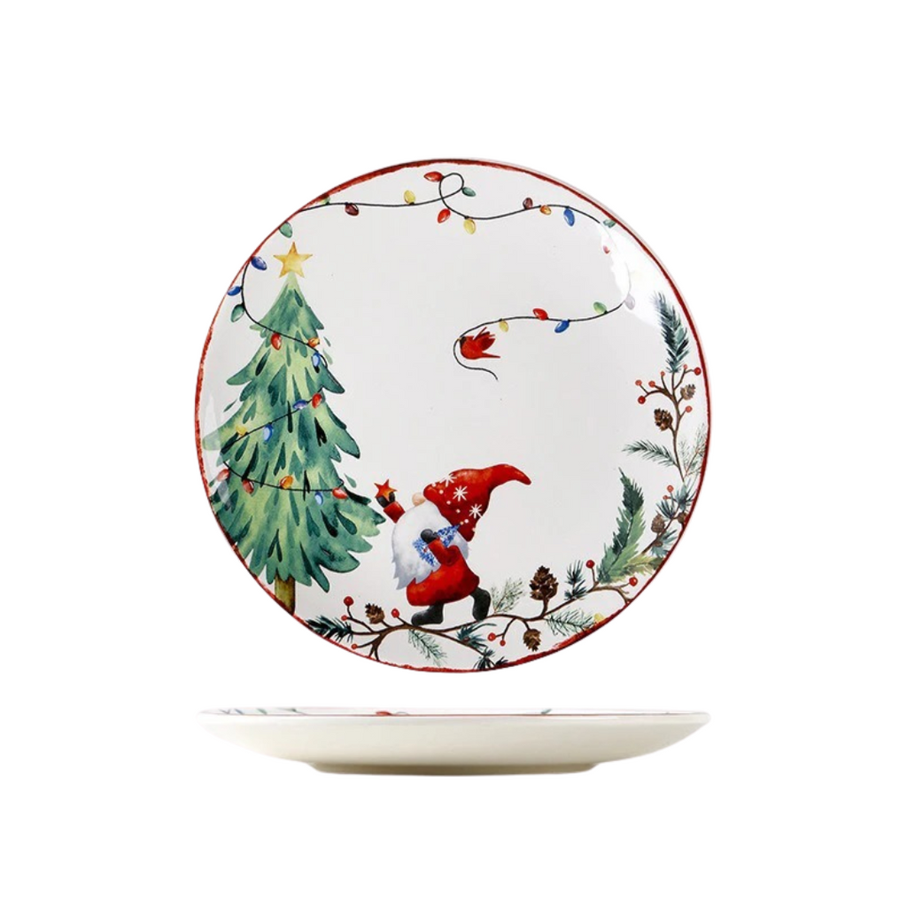 Prato de Jantar de Cerâmica com Tema de Natal