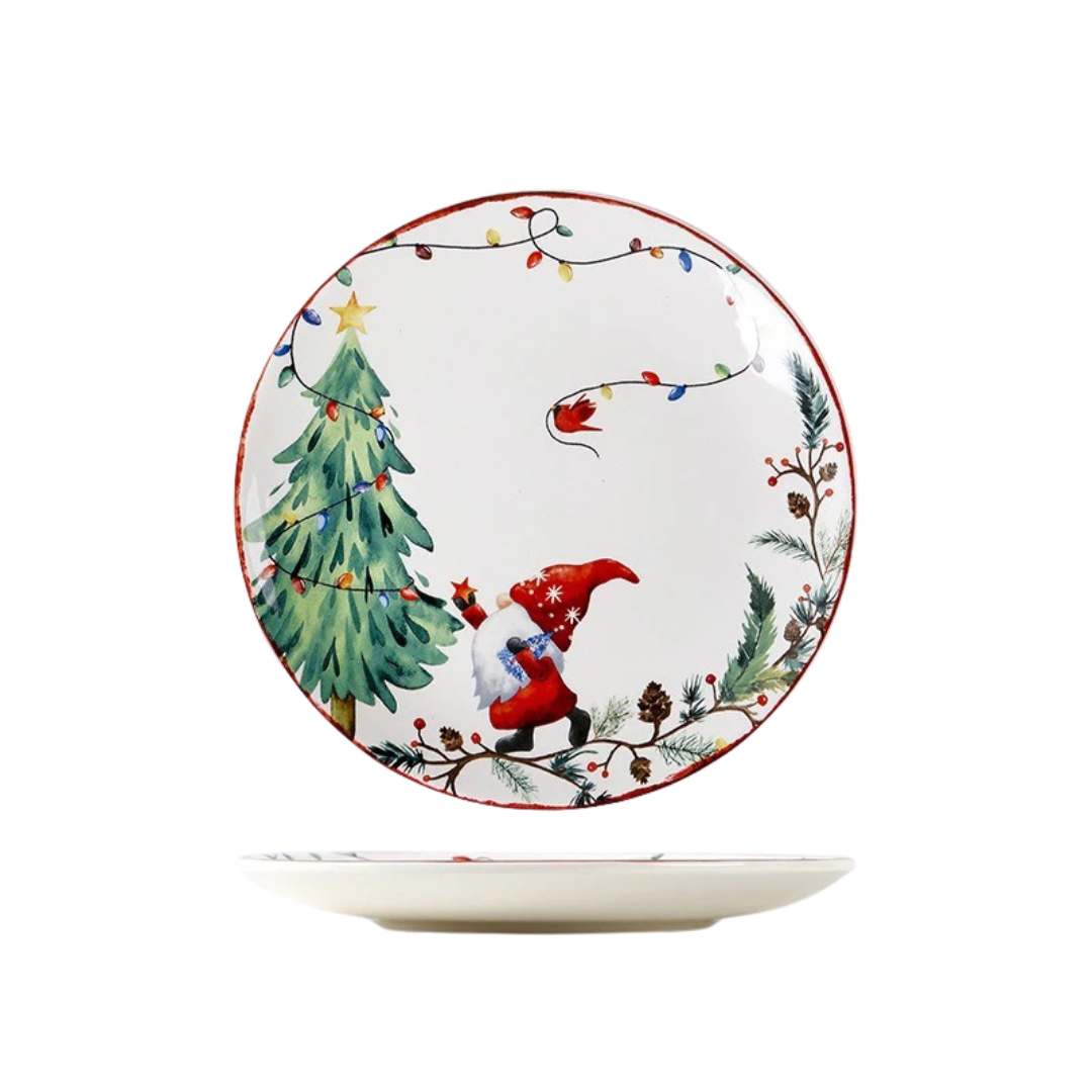 Prato de Jantar de Cerâmica com Tema de Natal