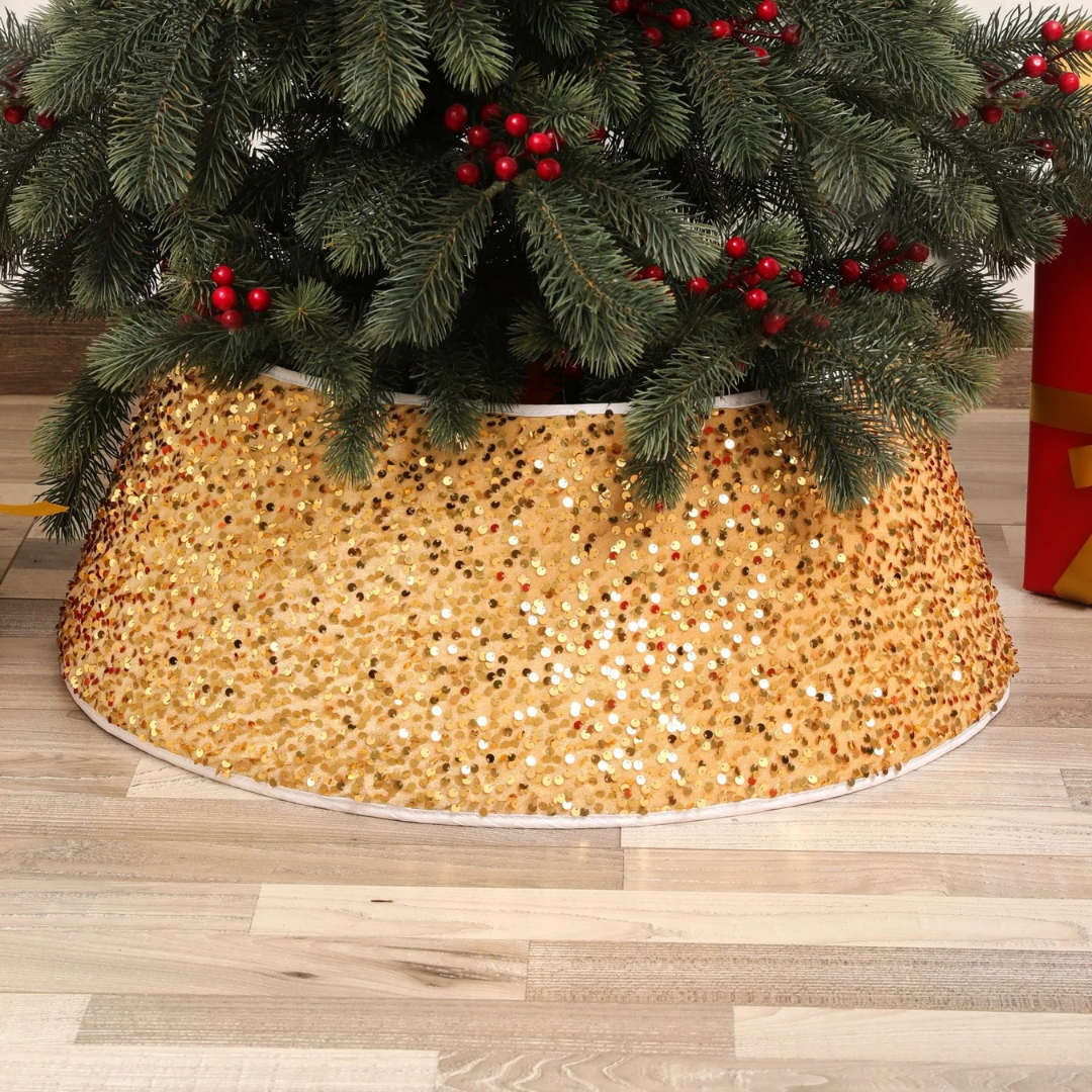 Saia para Árvore de Natal com Lantejoulas Impressas