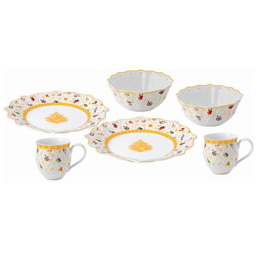 Aparelho de Jantar Natalino Dourado - 6 Peças