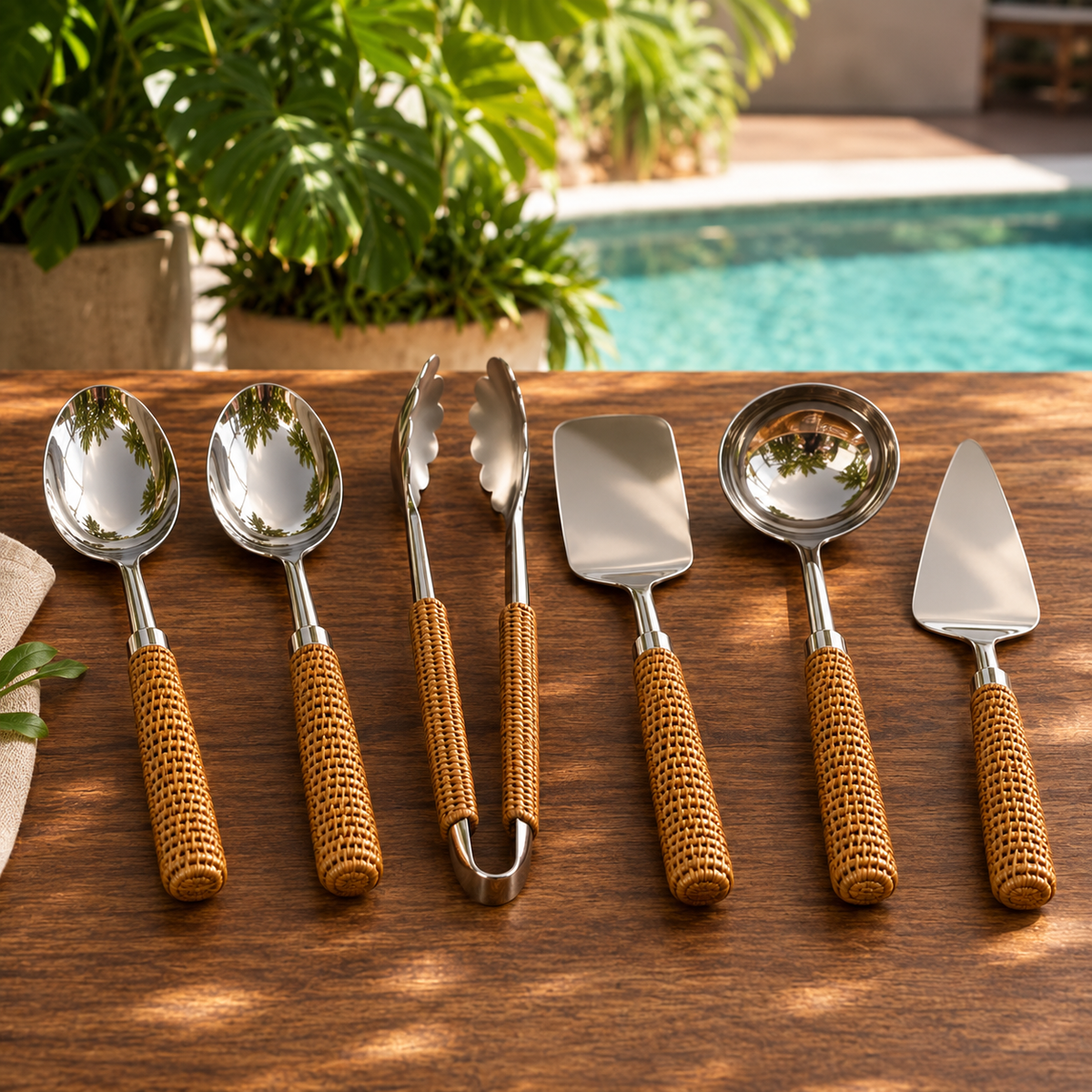 Conjunto Servir Elegance Rattan – 6 Peças