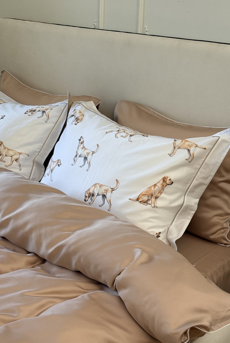 Conjunto de roupa de cama Tencel cor café com leite - 4 peças