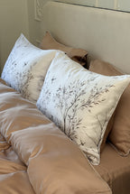 Conjunto de roupa de cama Tencel cor café com leite - 4 peças