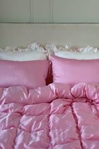 Conjunto de cama Tencel rosa choque - 4 peças