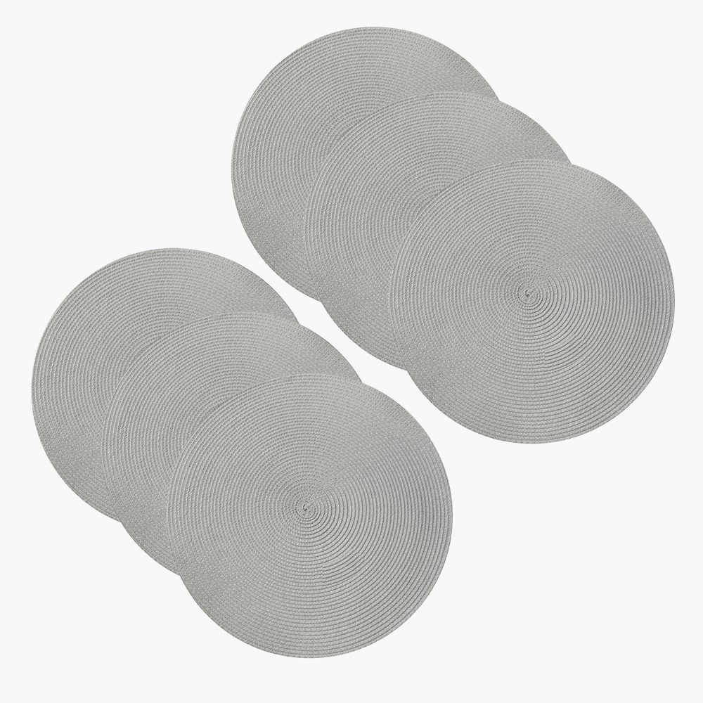 Kit Jogo Americano 6 Peças Redondo Sousplat Mesa Posta Prata