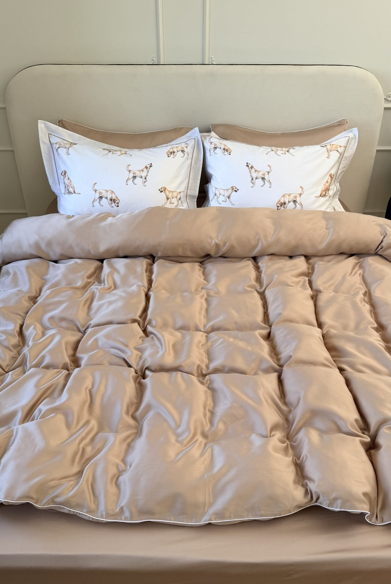 Conjunto de roupa de cama Tencel cor café com leite - 4 peças