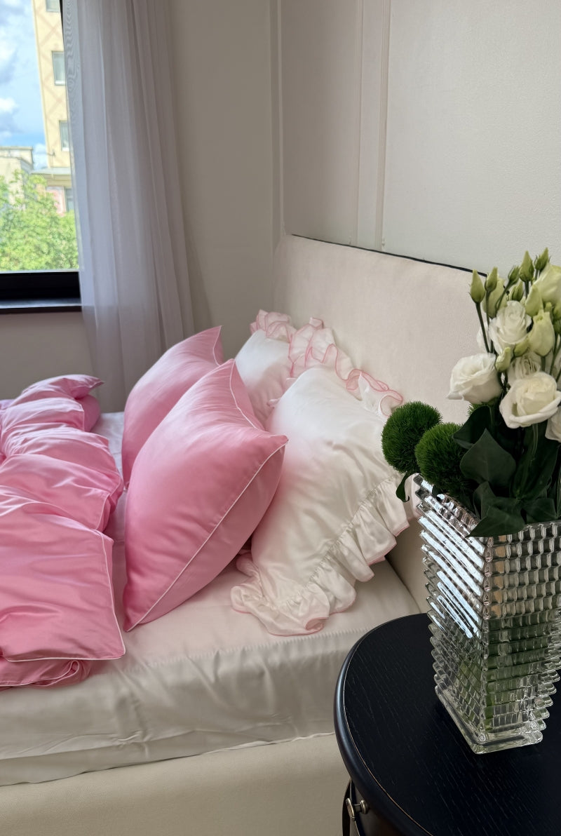 Conjunto de cama Tencel rosa choque - 4 peças