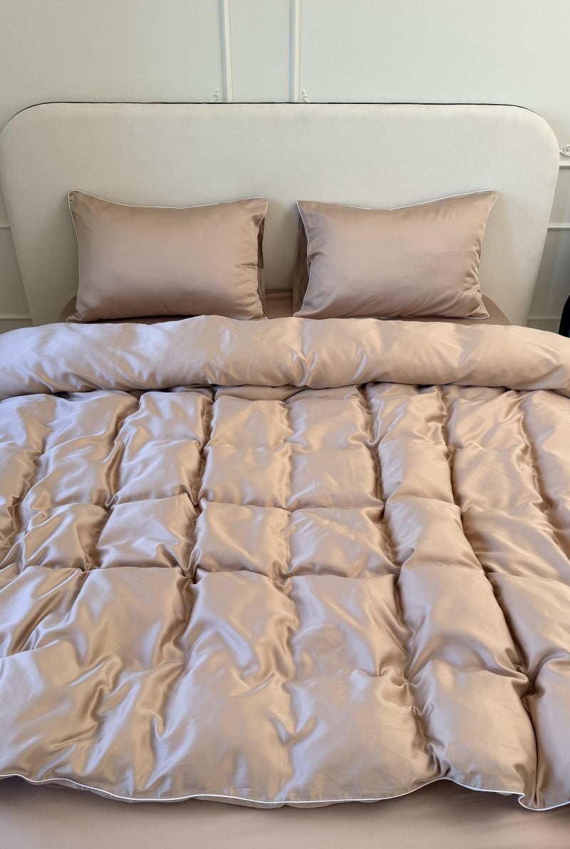 Conjunto de roupa de cama Tencel cor café com leite - 4 peças